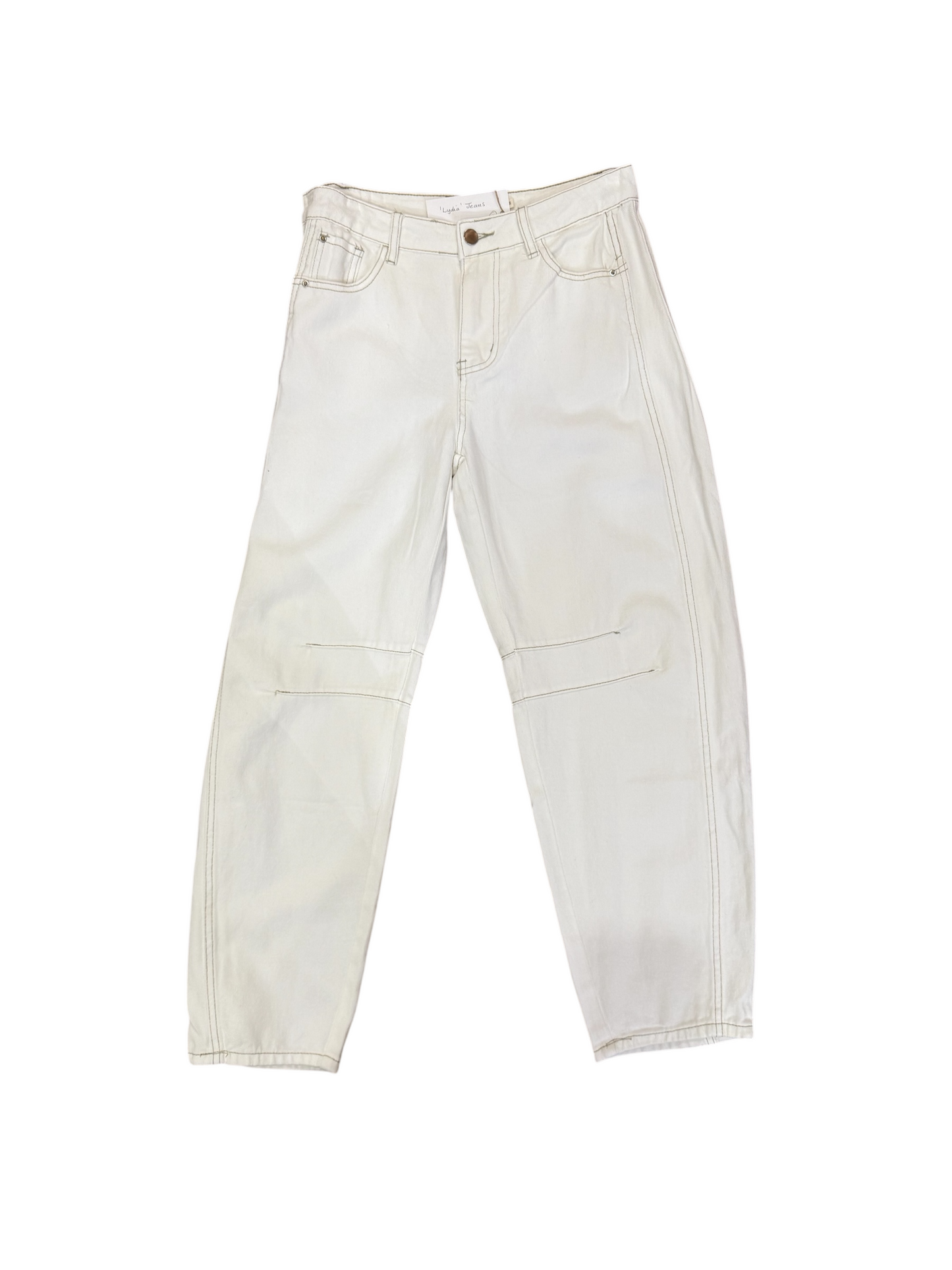 'Lydia' Cotton Barrel Jean - Winter White