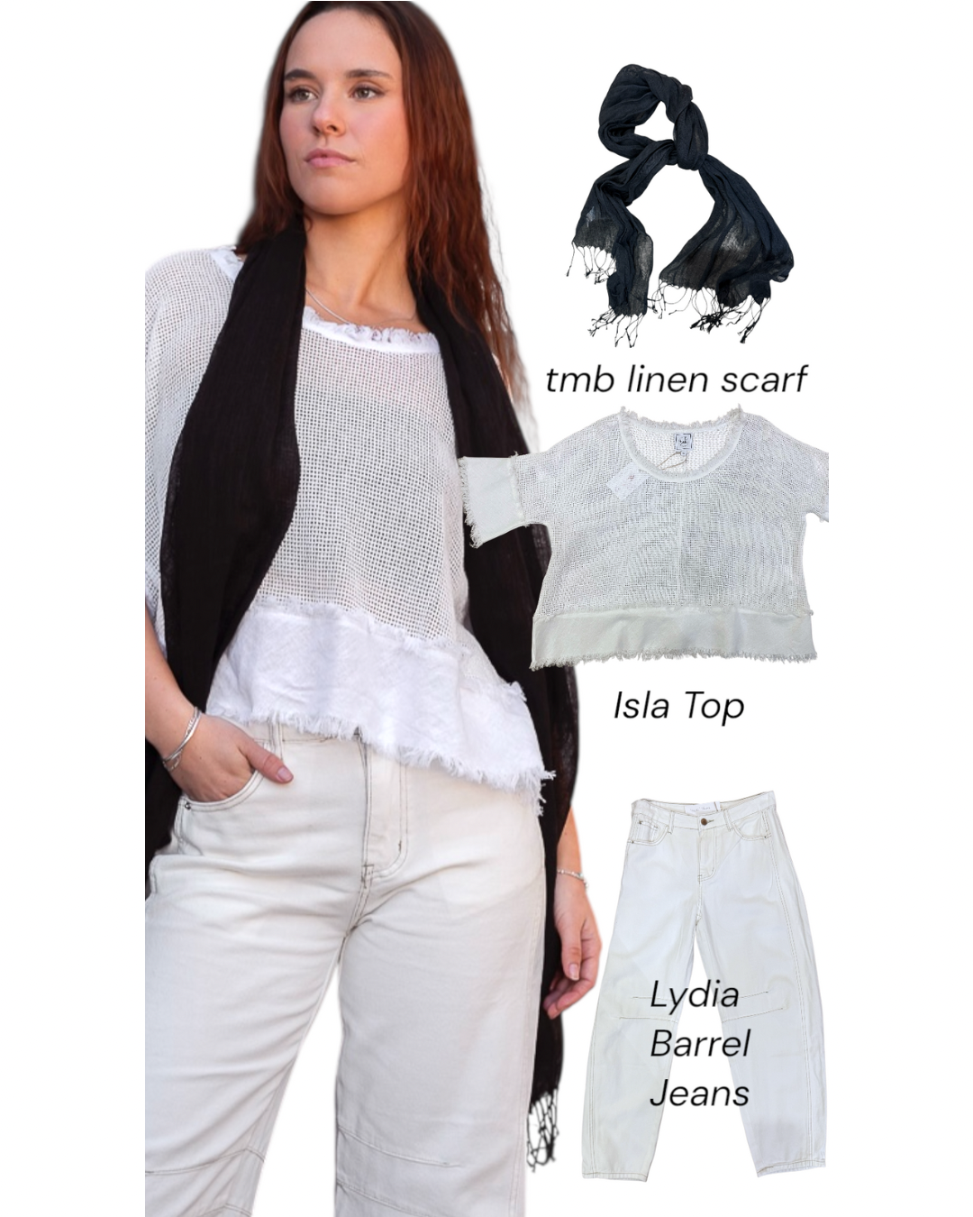 'Lydia' Cotton Barrel Jean - Winter White