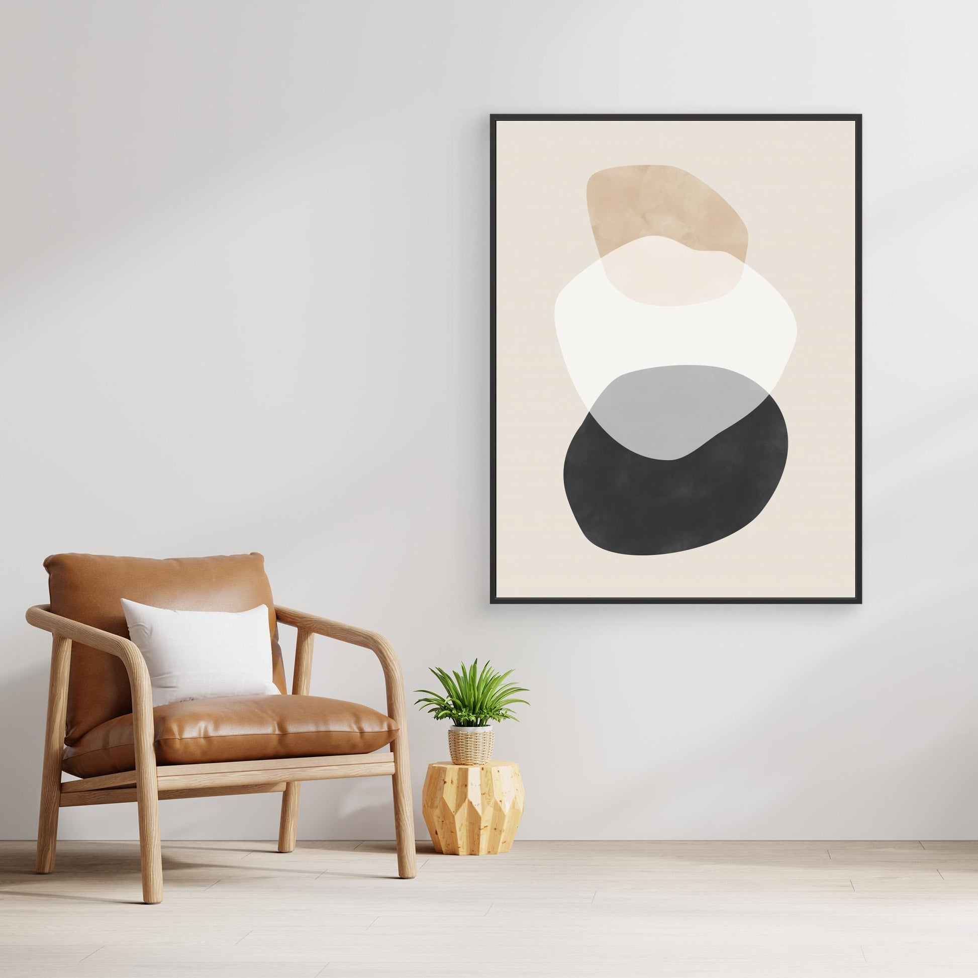 Beige Boho Shapes Artwork by Elena Ristova