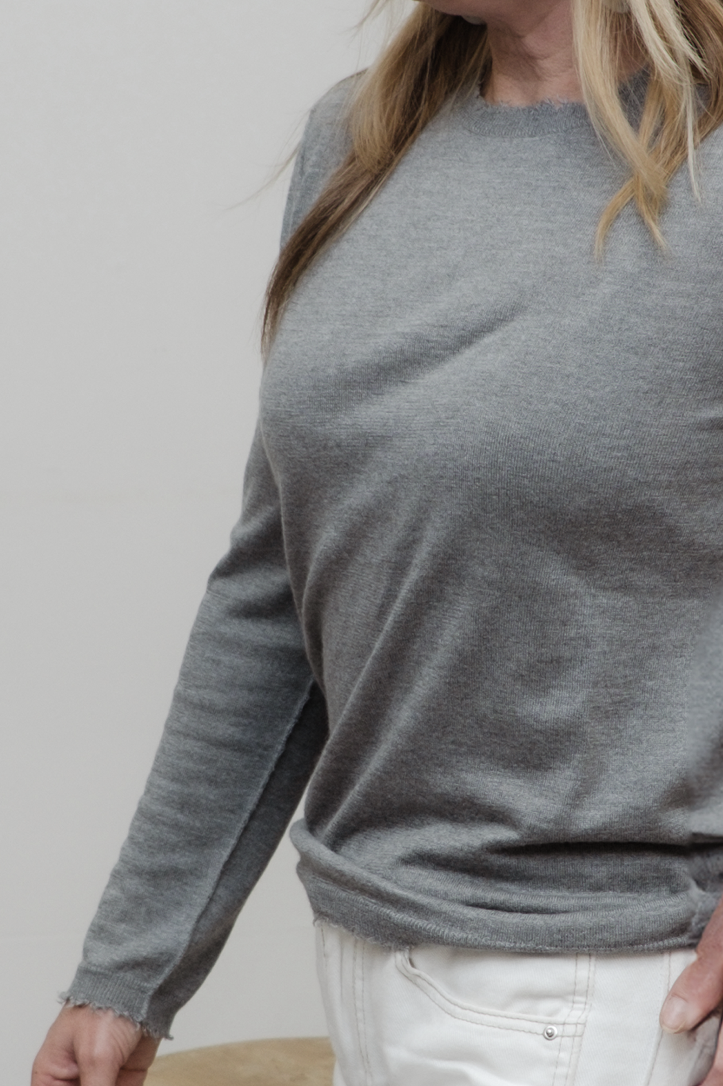 'Bridgette' Mongolian Cashmere & Silk Top - Natural