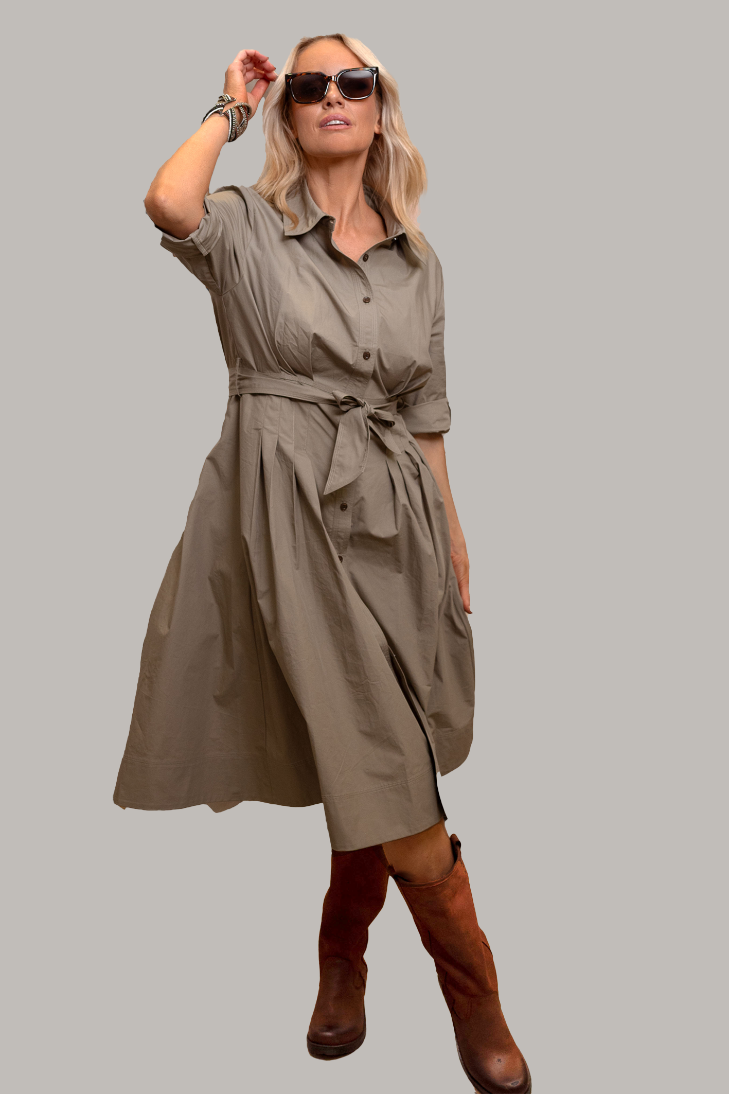 'Cali' Military Cotton Coat Dress