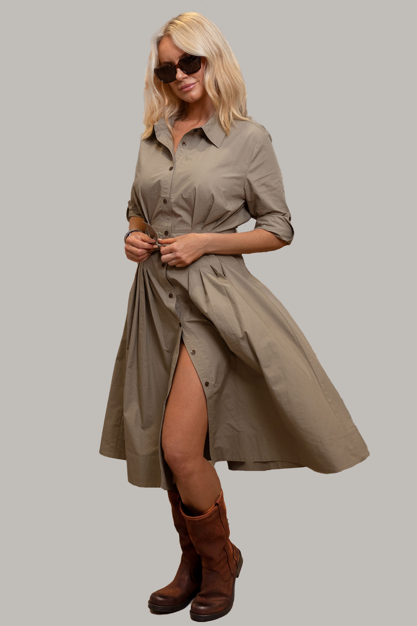 'Cali' Military Cotton Coat Dress