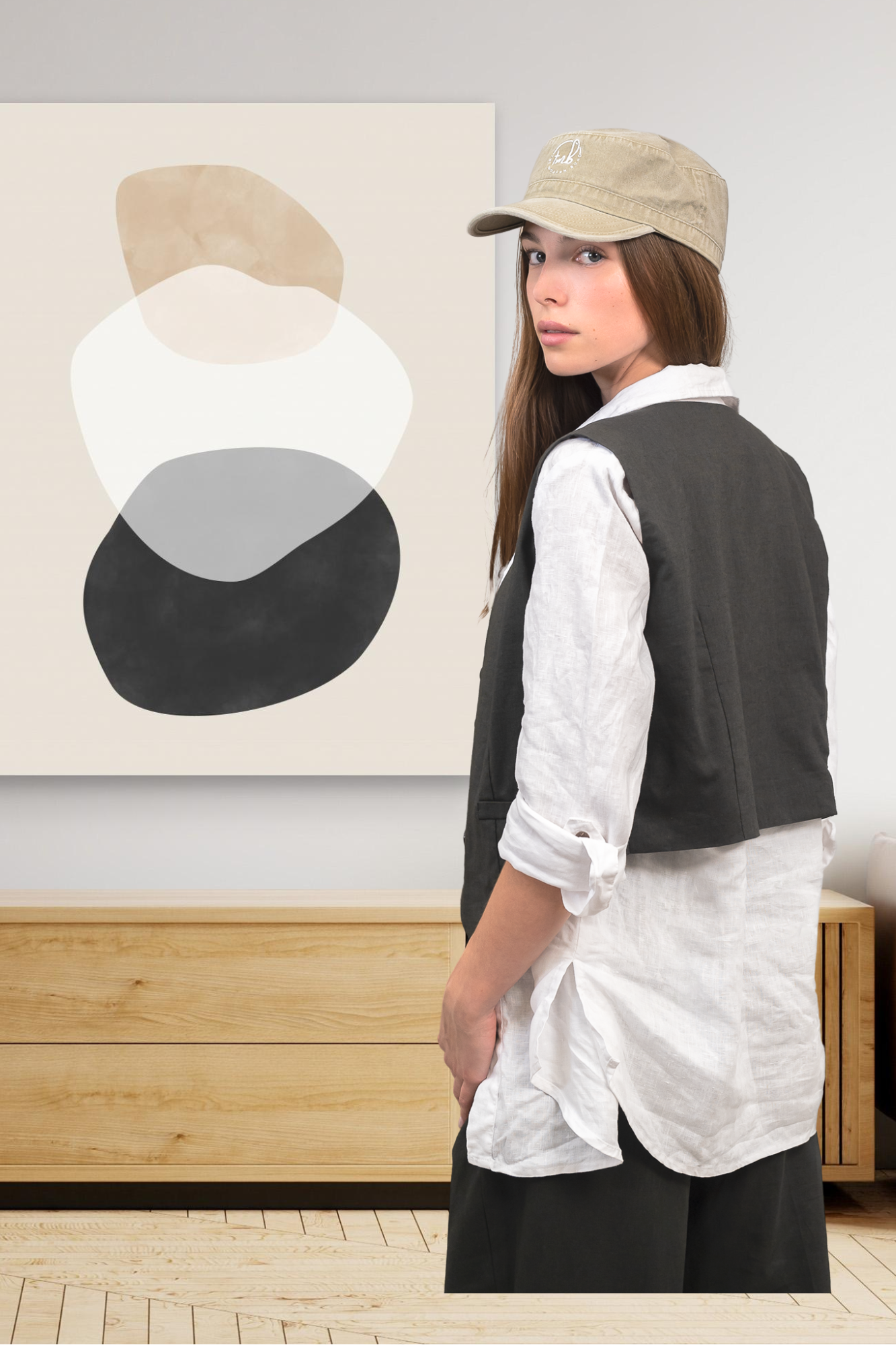 'Dixie' Linen Vest - Charcoal