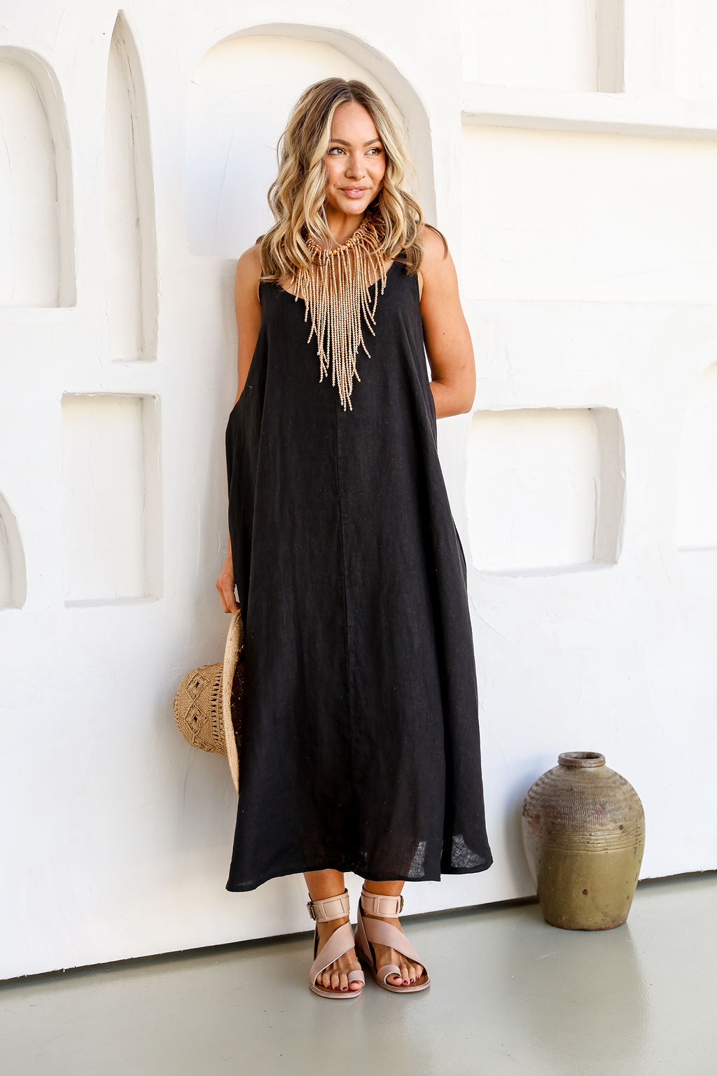 'Soul' Linen Dress - Black