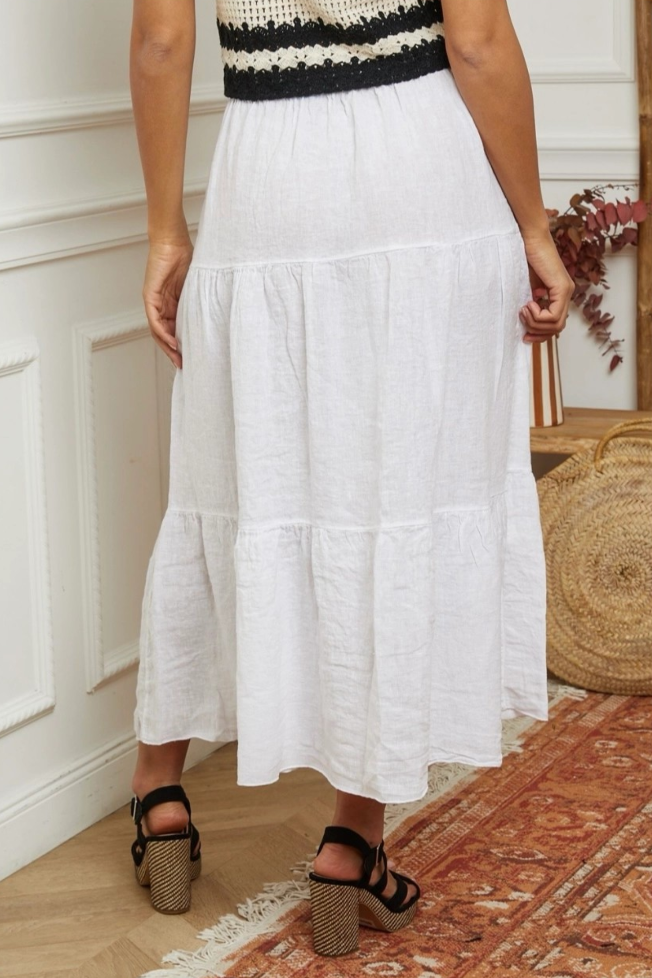 'Gypsy Rose' Linen Skirt - White