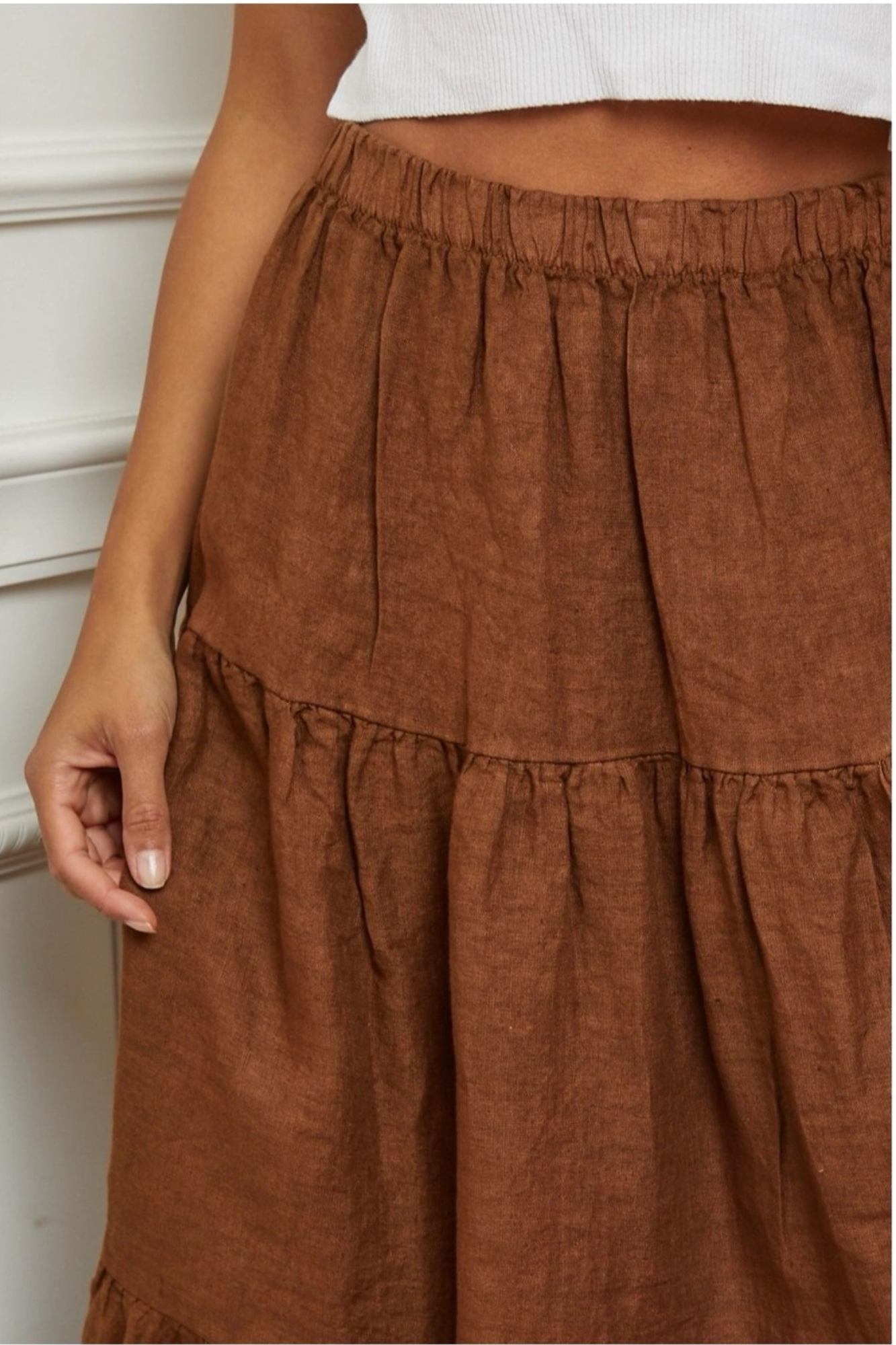 'Gypsy Rose' Linen Skirt - Rust