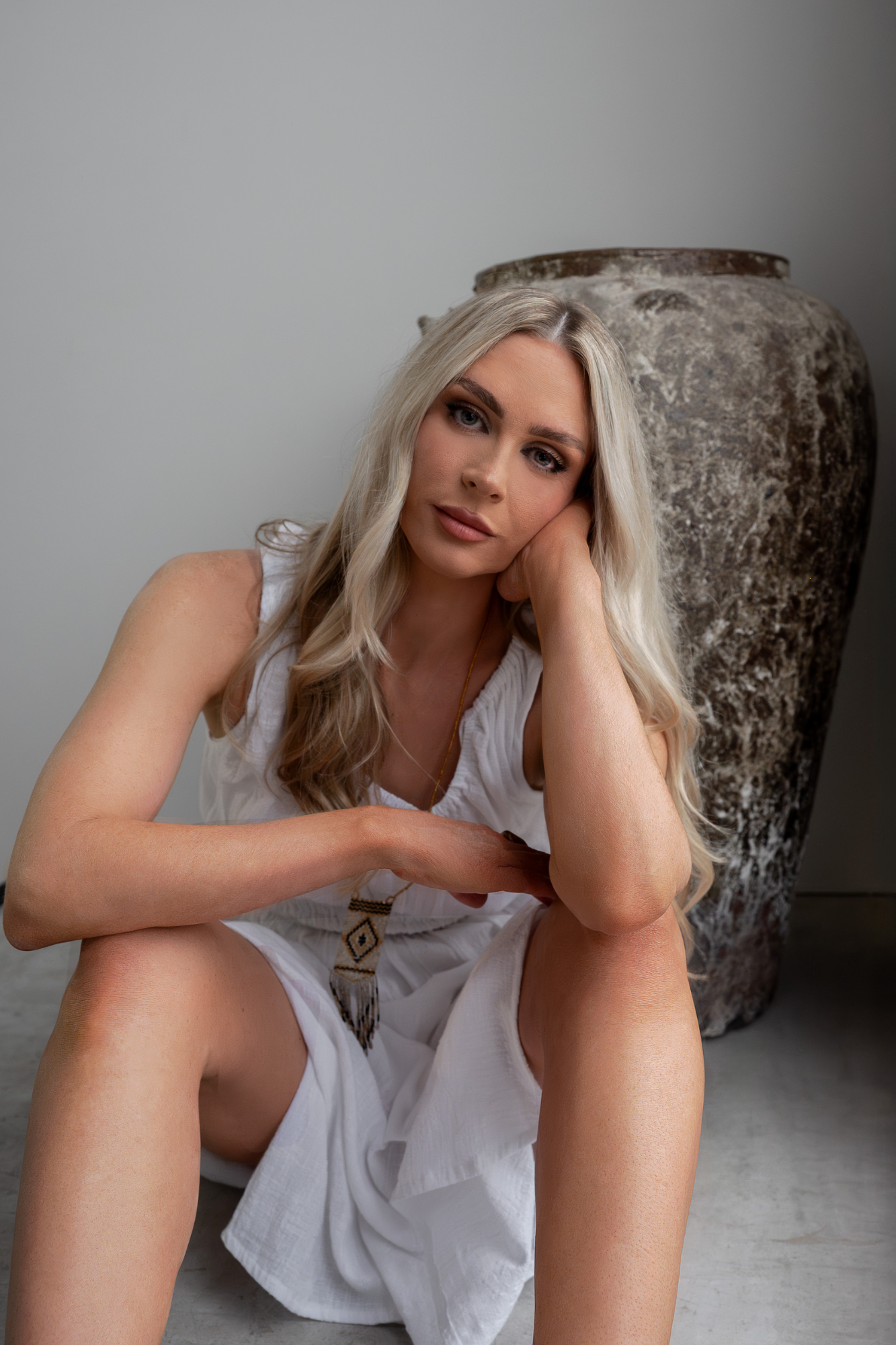 'Harper' Cotton Muslin Reversible Dress - White