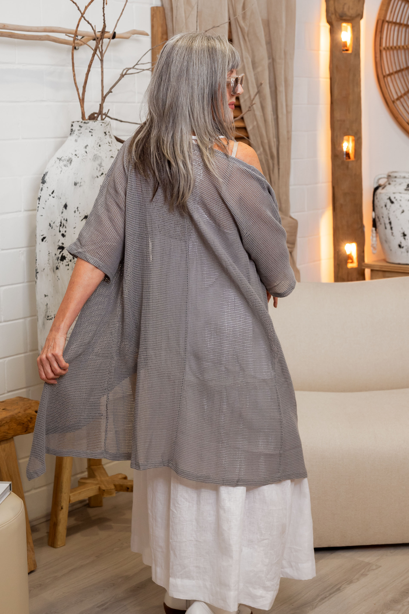 'Riley' Cotton Mesh Kimono