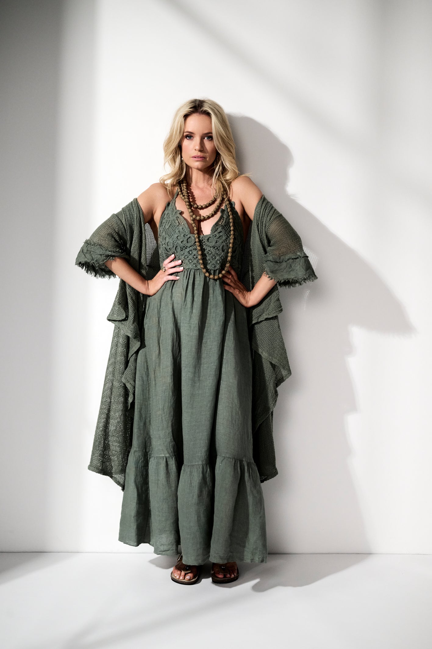 'Asha' Linen Dress - Khaki