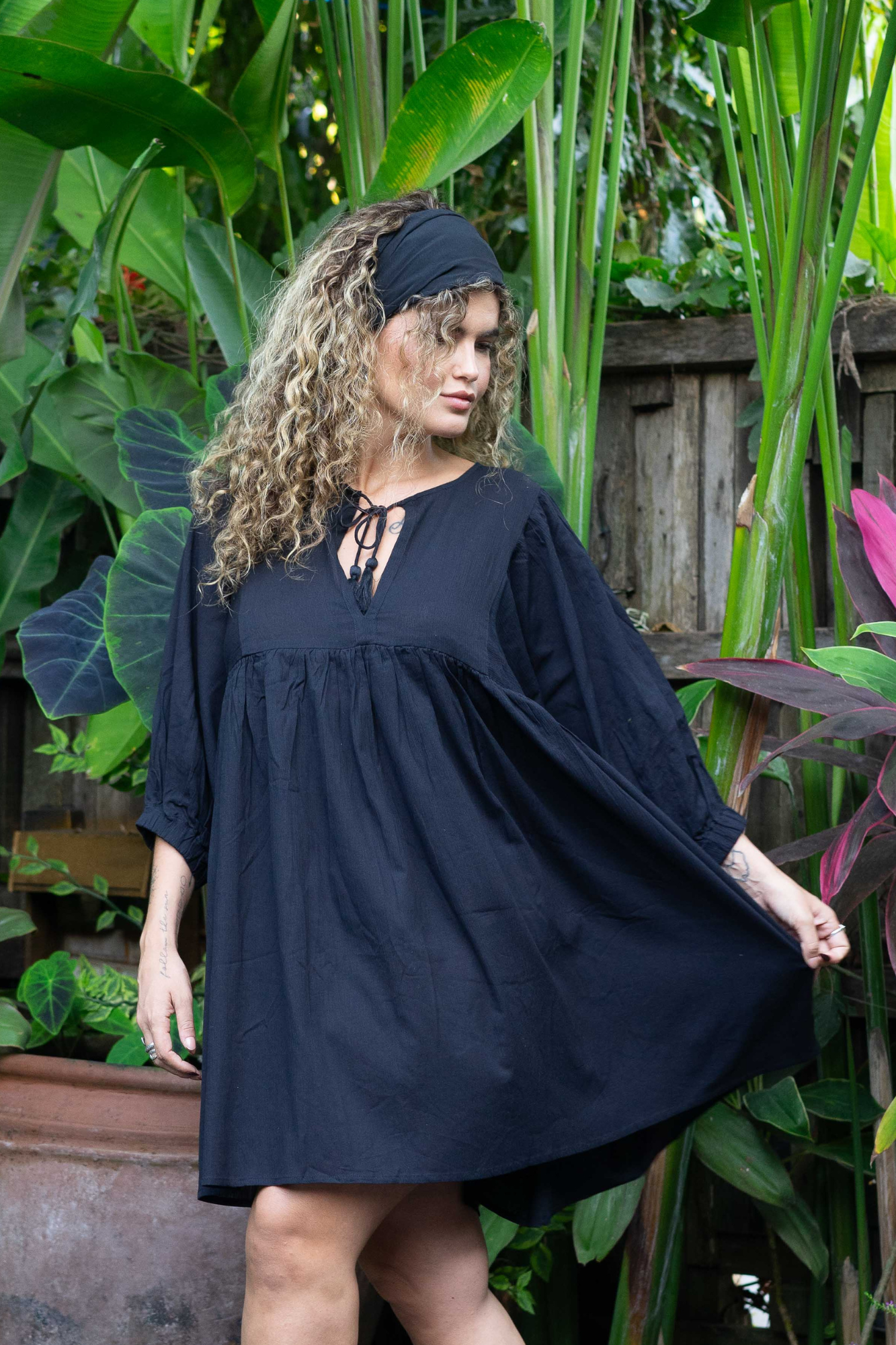 'Olivia' Whimsical Boho Dress - Black