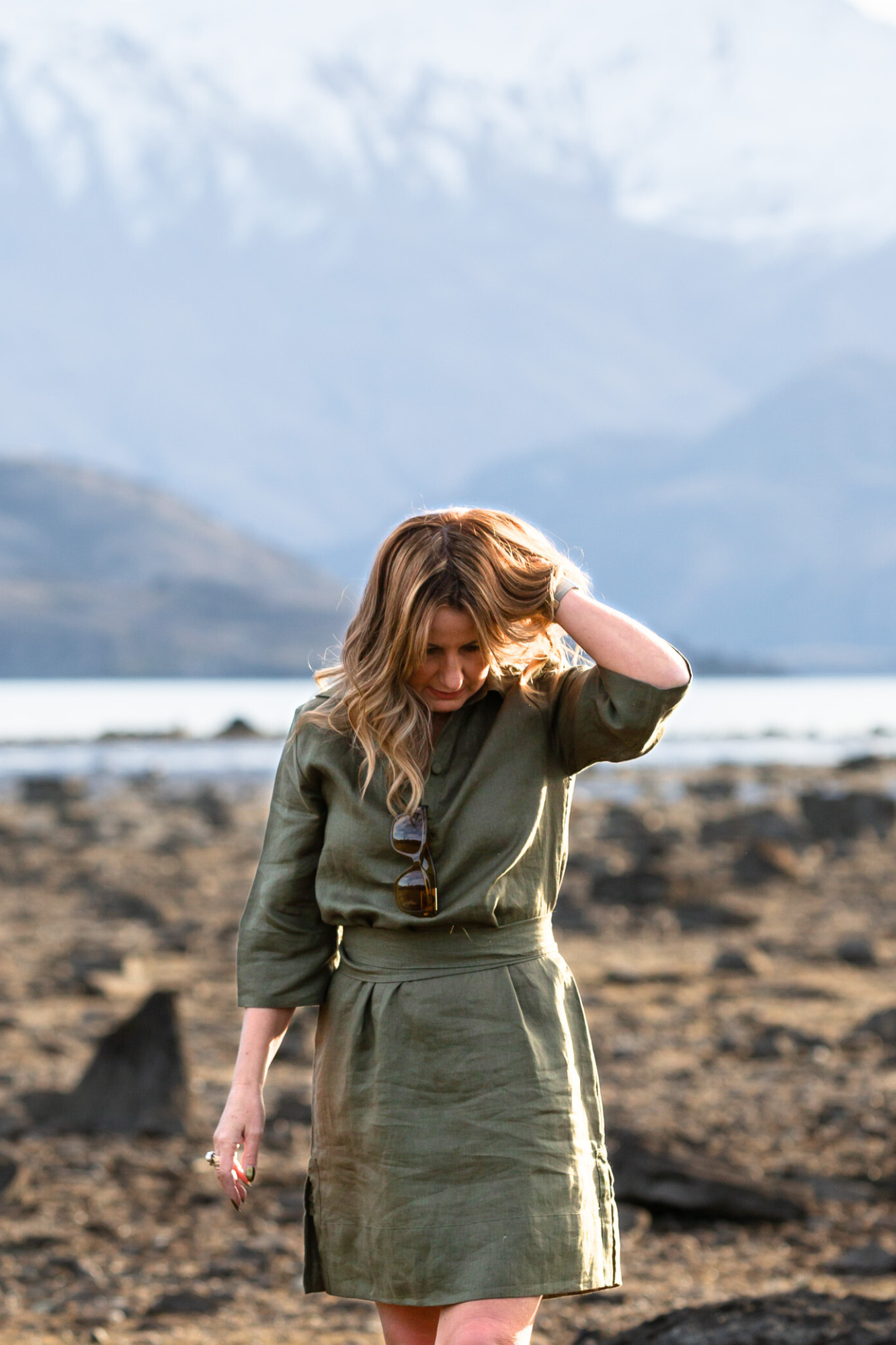 'Margo' Linen Belted Dress - Army Green