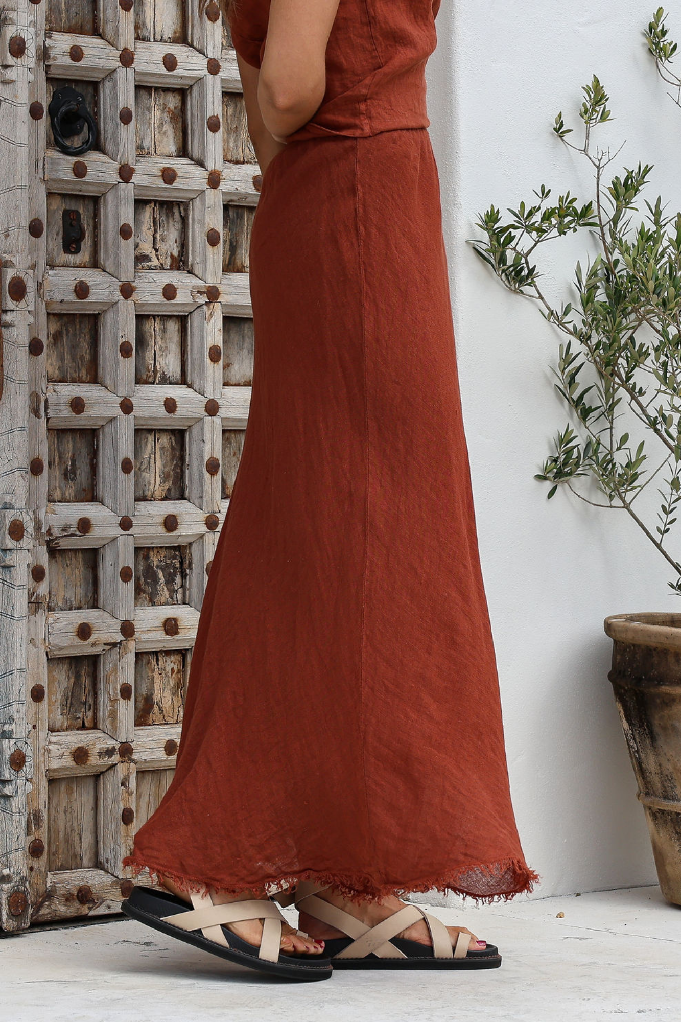 'Uma' Linen Skirt - Coco