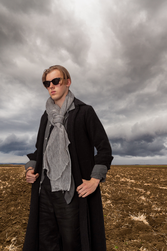 'TMB' Linen Scarf - Light Grey