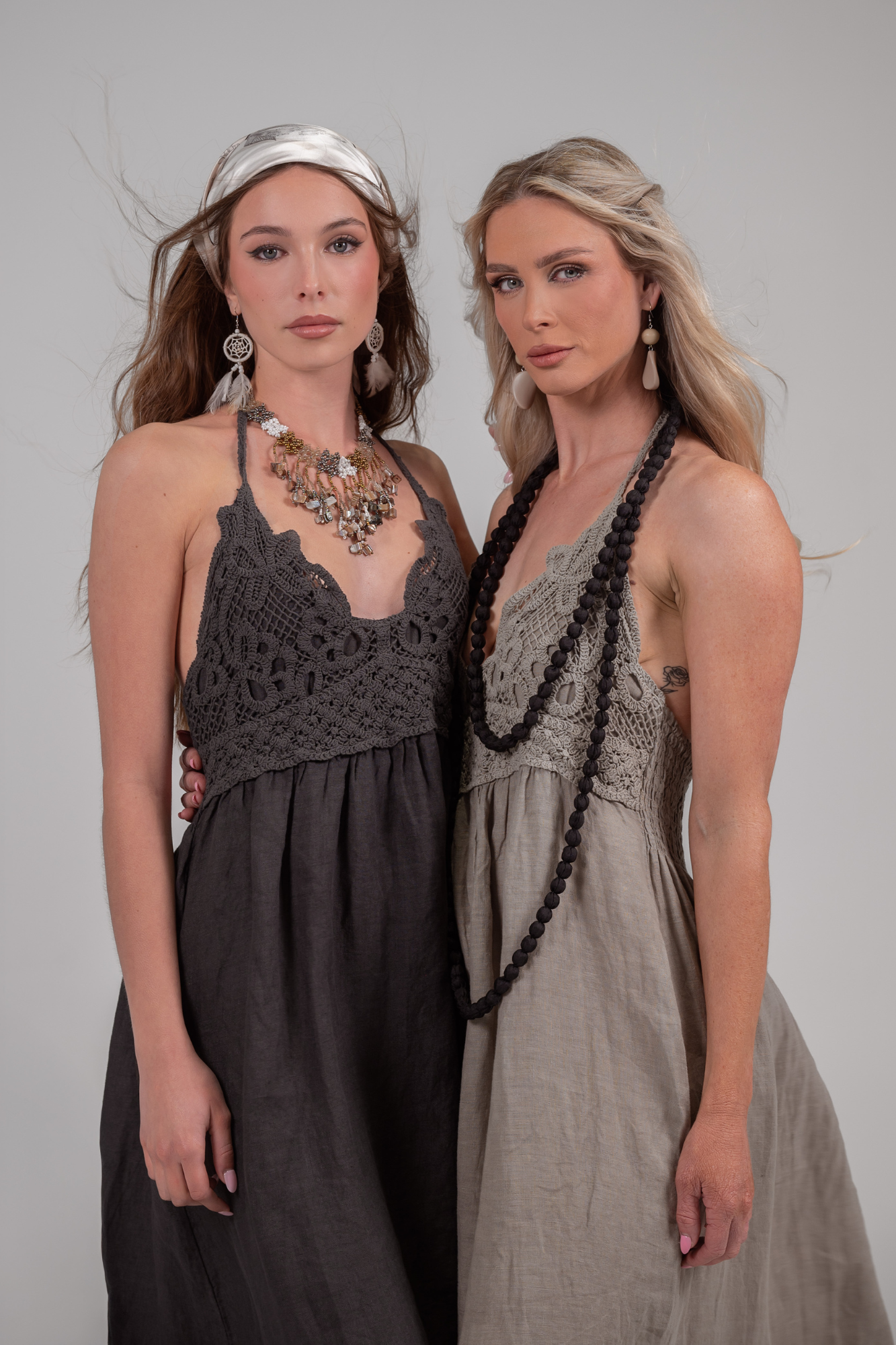 'Asha' Linen Boho Dress - Driftwood