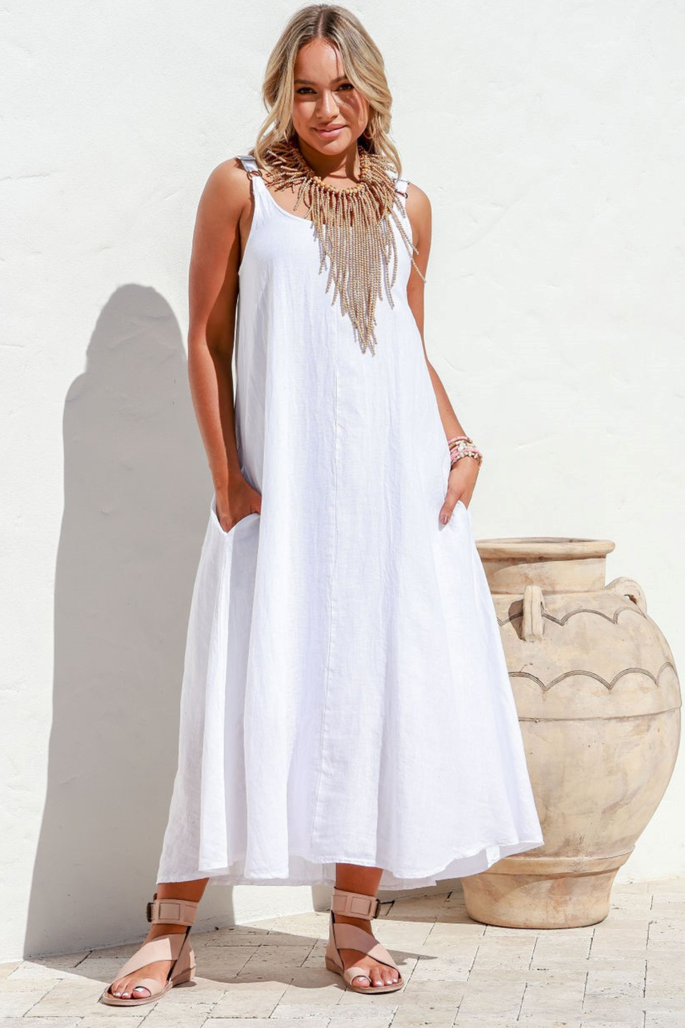 'Soul' Linen Dress - White
