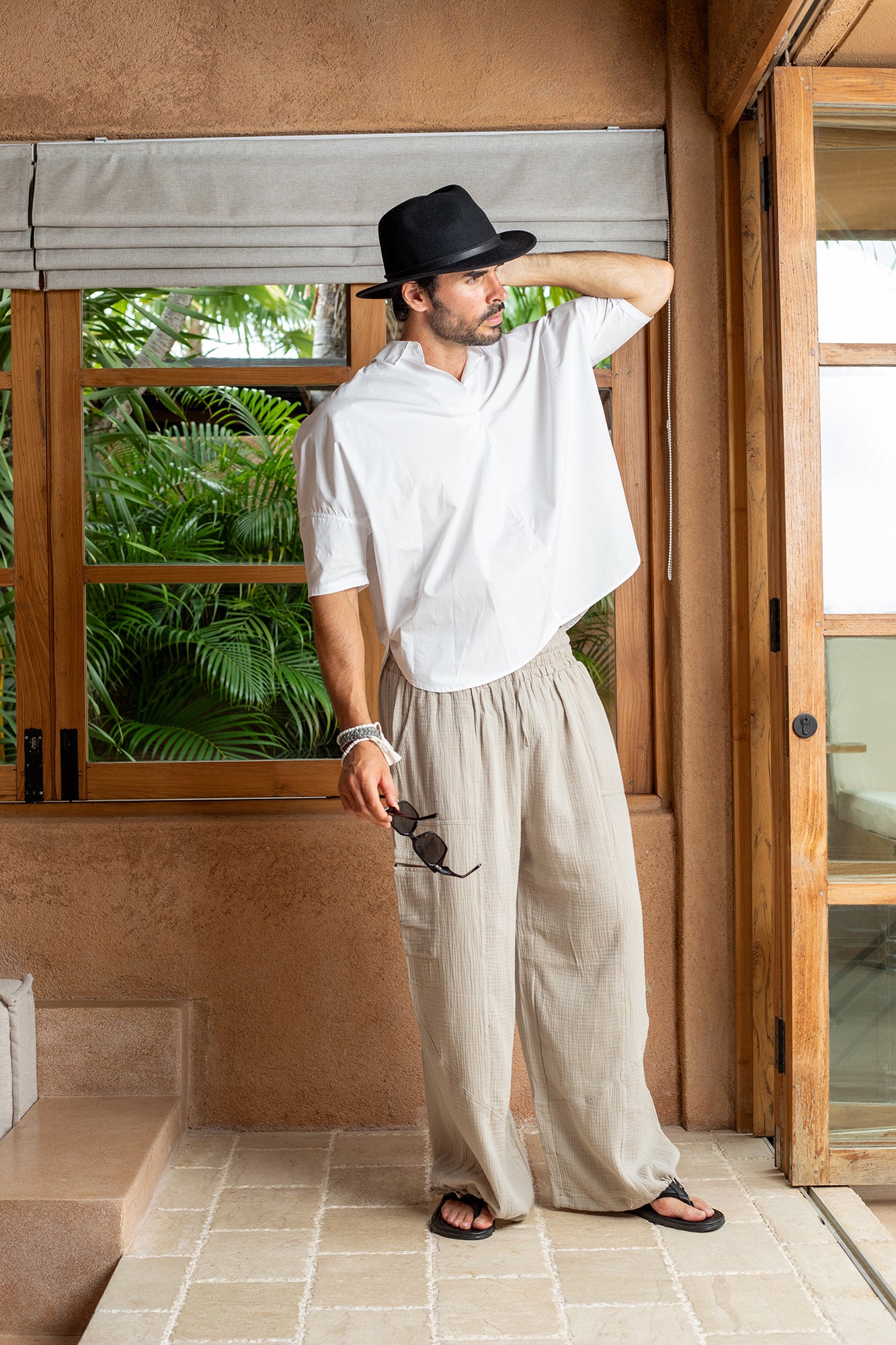 'Cloud' Cotton Pant - White/ Black / Dove