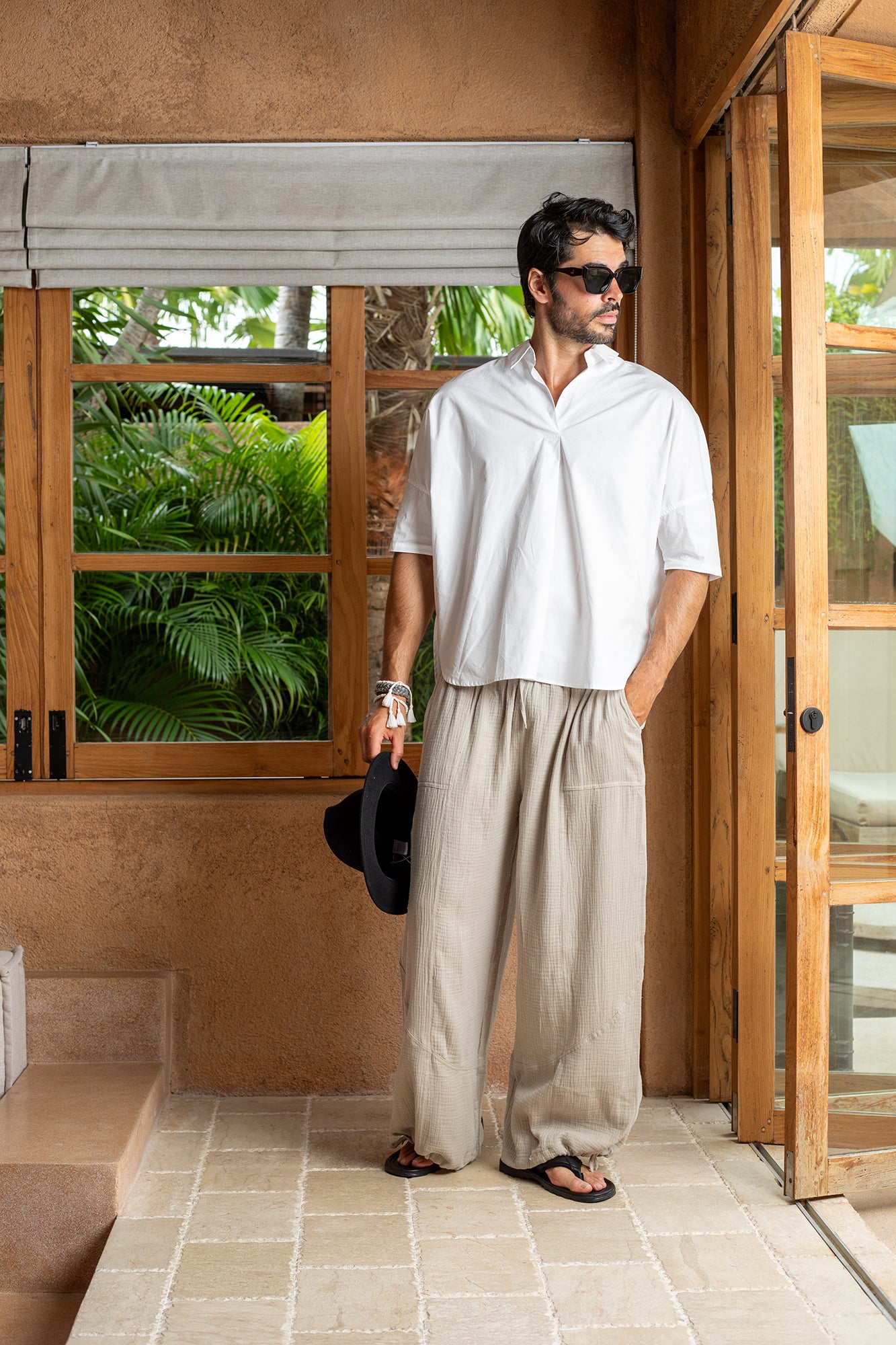 'Cloud' Cotton Pant - White/ Black / Dove