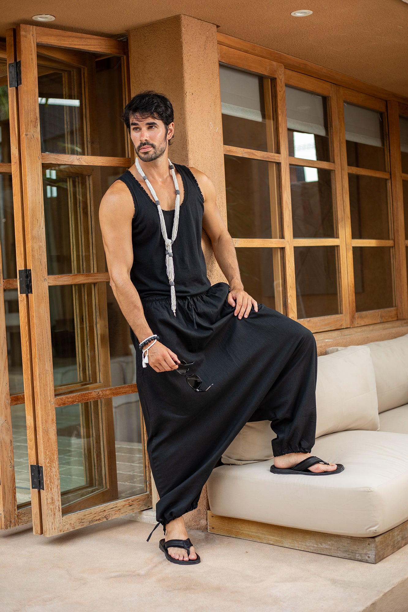 'Tere' - Linen / Cotton Harem Pant - Black