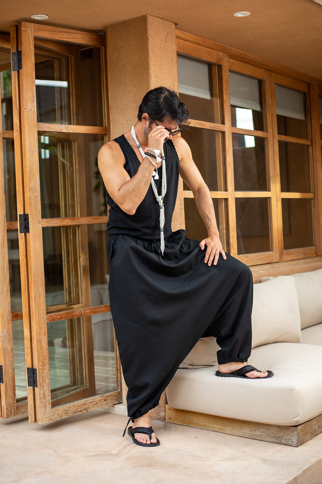 'Tere' - Linen / Cotton Harem Pant - Black