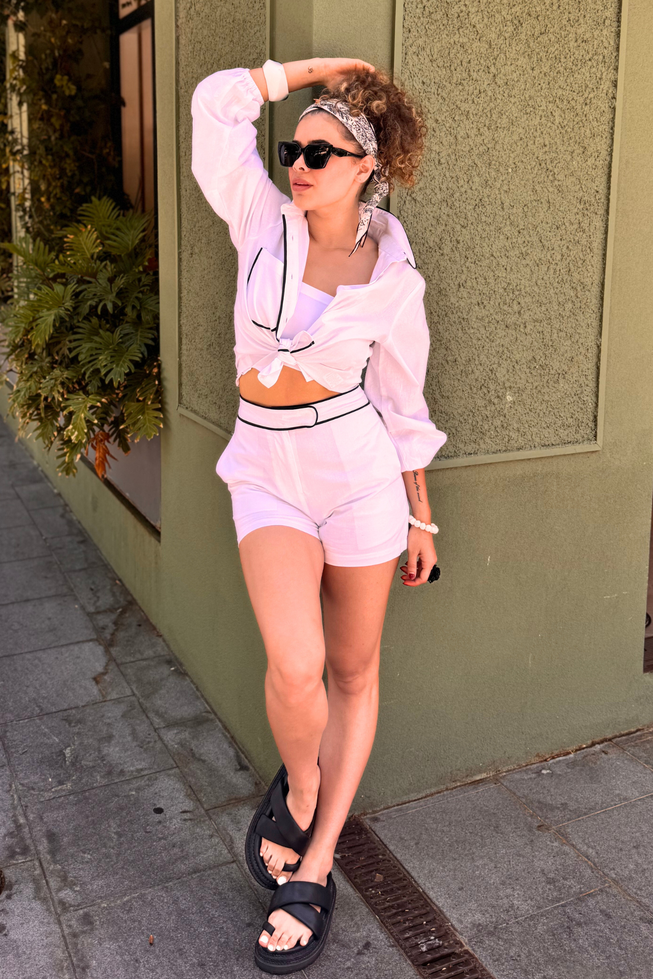 'Ashley Set' - Cotton Linen Shirt and Shorts Set