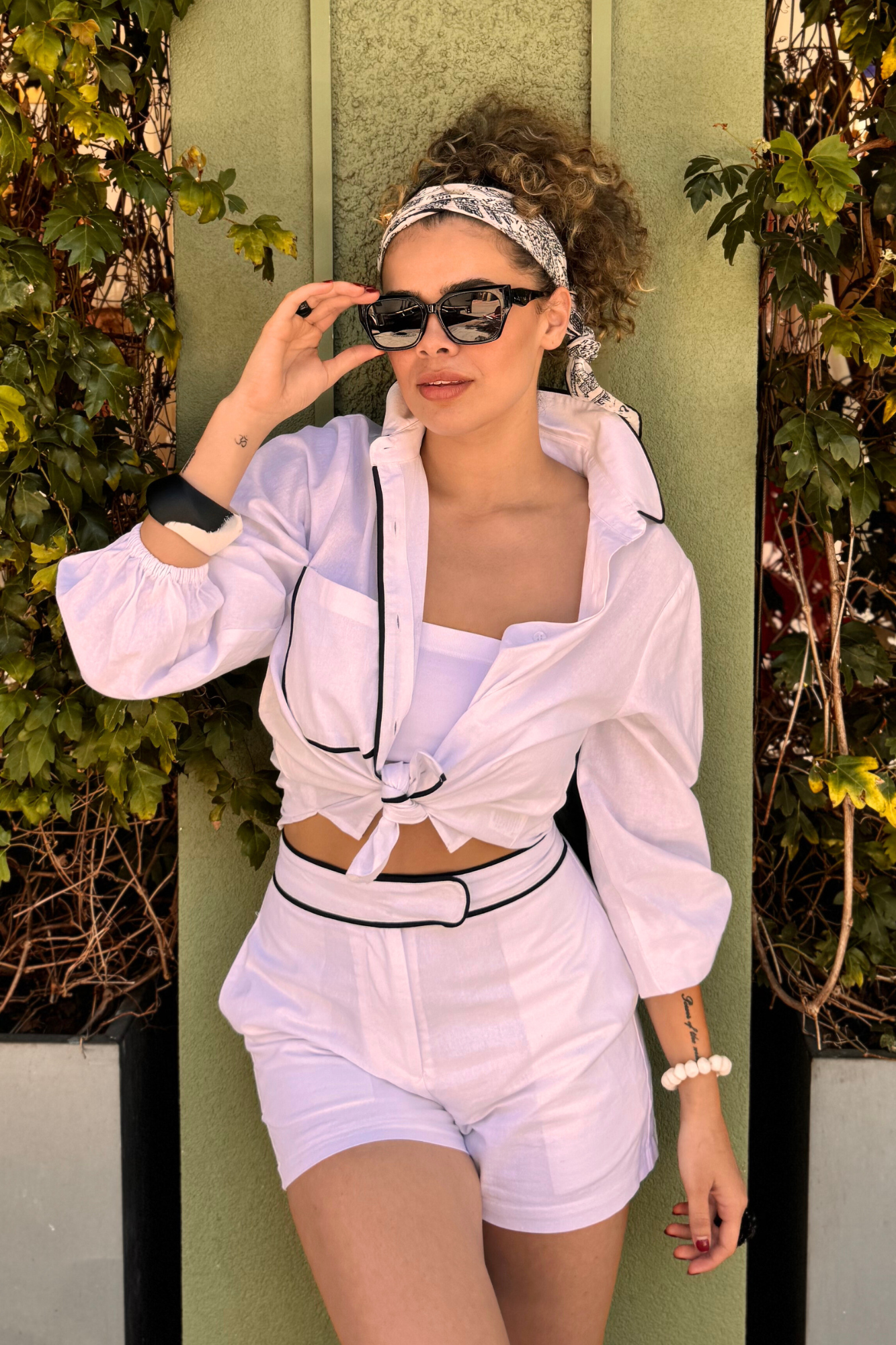 'Ashley Set' - Cotton Linen Shirt and Shorts Set