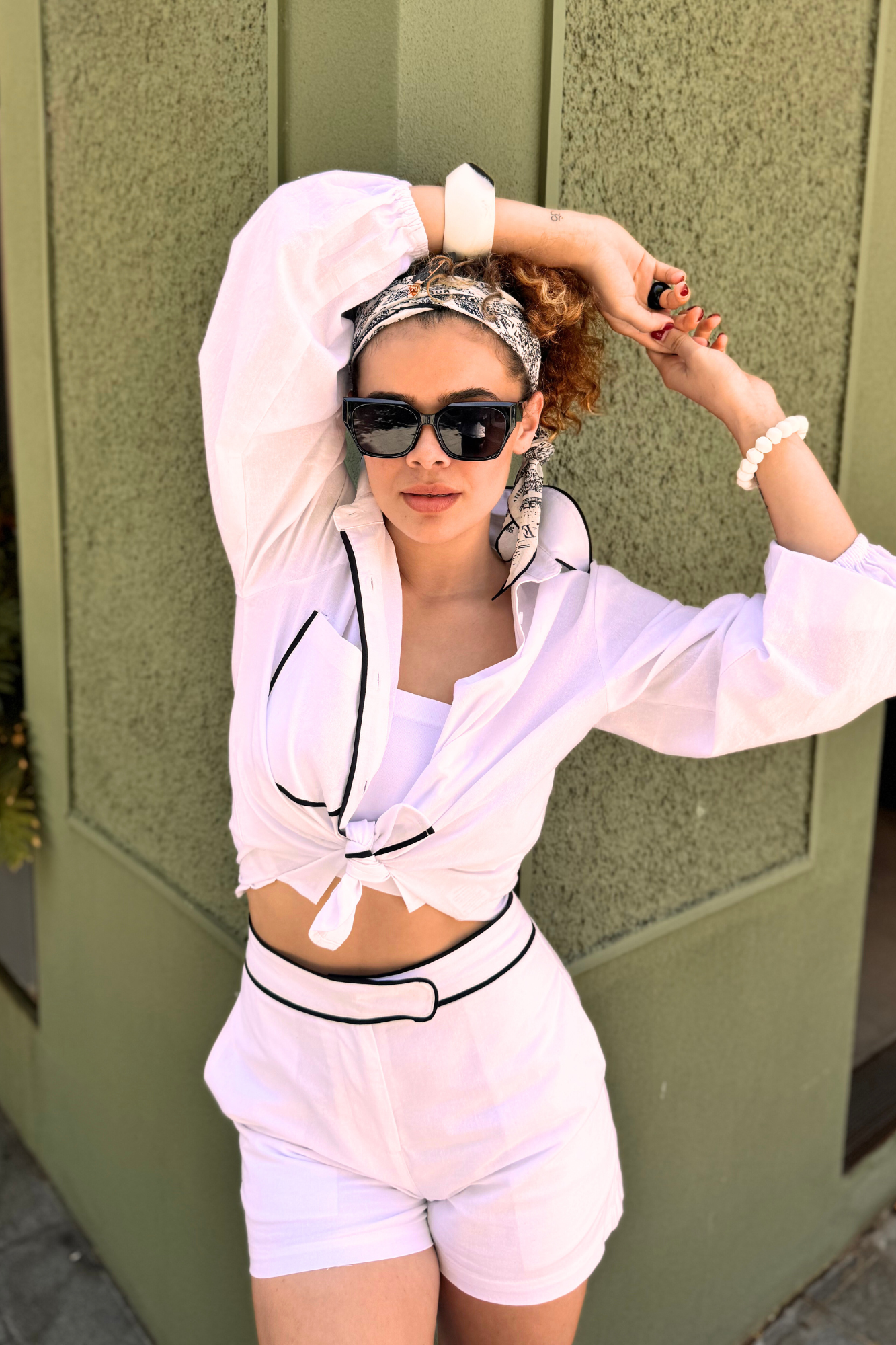 'Ashley Set' - Cotton Linen Shirt and Shorts Set