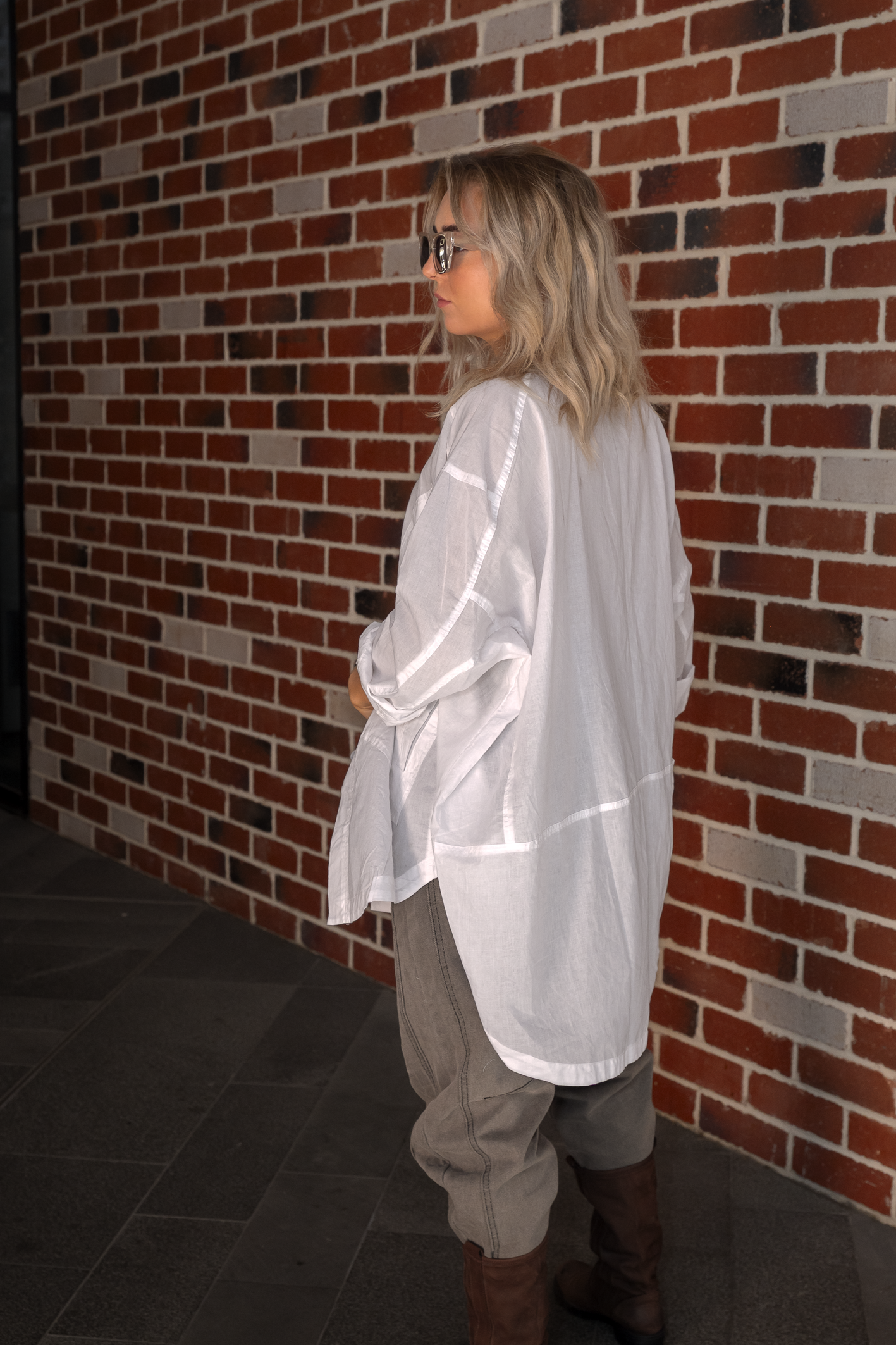 'Charli' Boyfriend Cotton Shirt - White