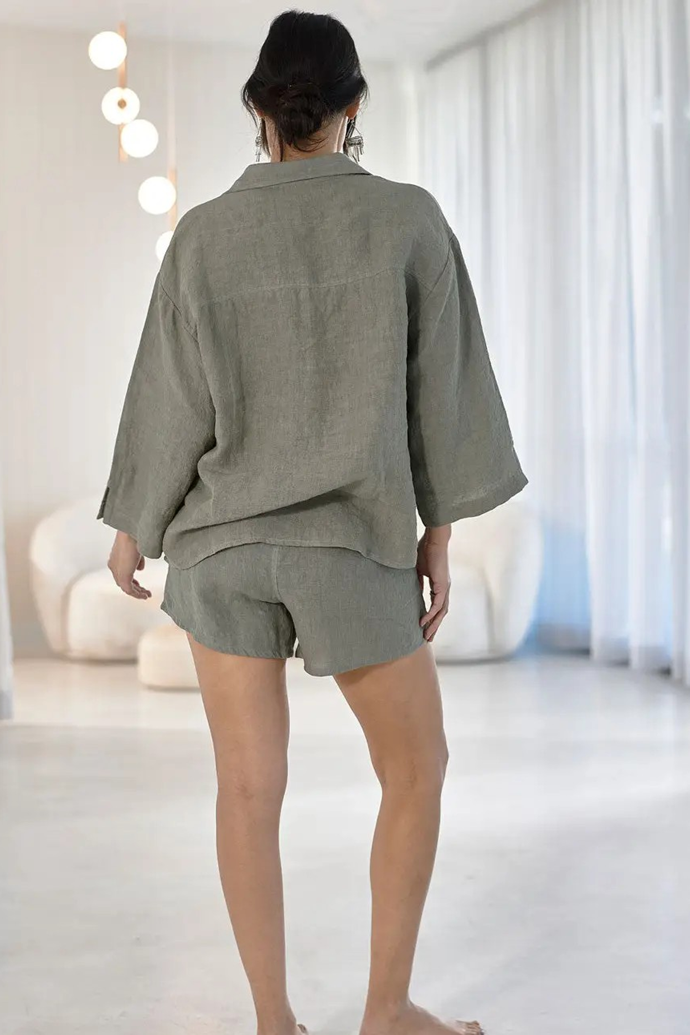 'Eadie' Linen Shirt - Pistachio
