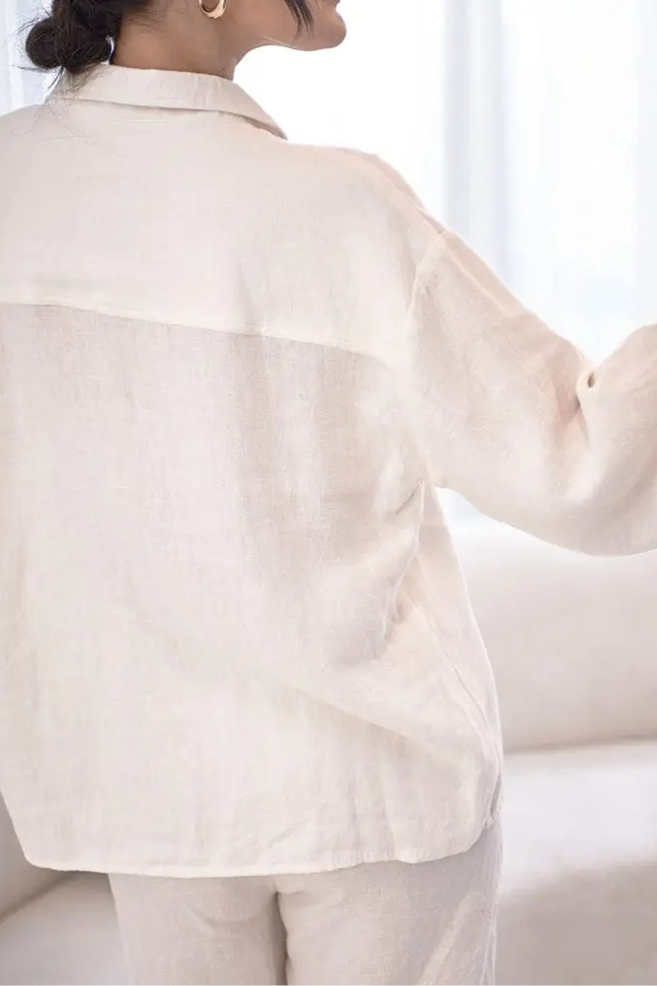 'Eadie' Linen Shirt - Soft White