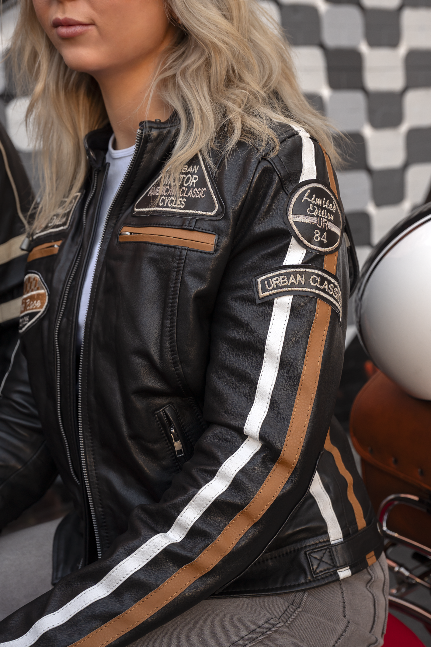 'Fifty- Eight' Ladies Motorbike Leather Jacket - Black