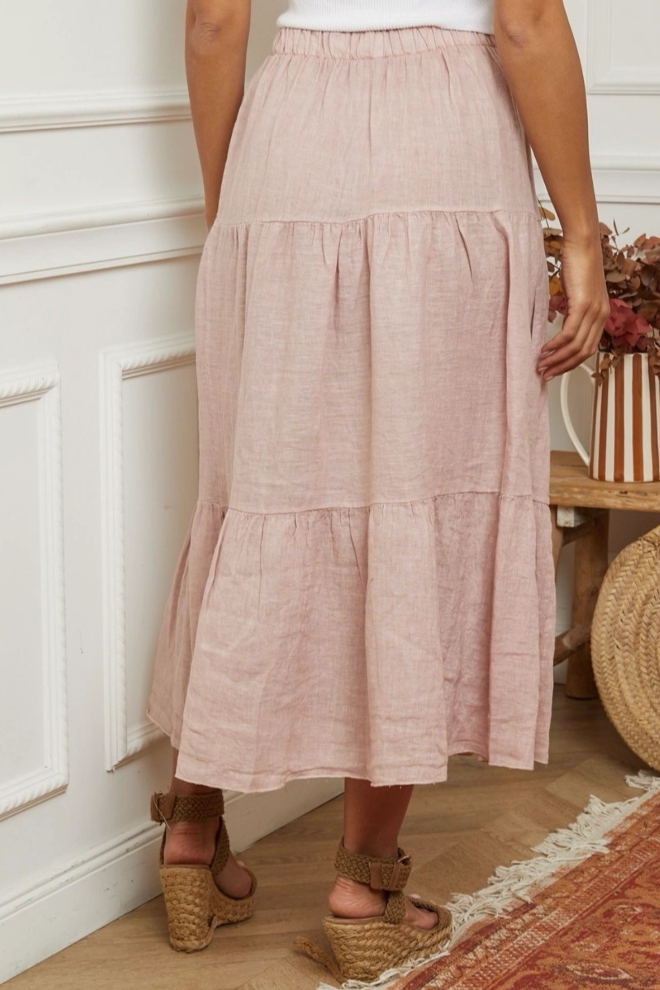 'Gypsy Rose' Linen Skirt - Blush