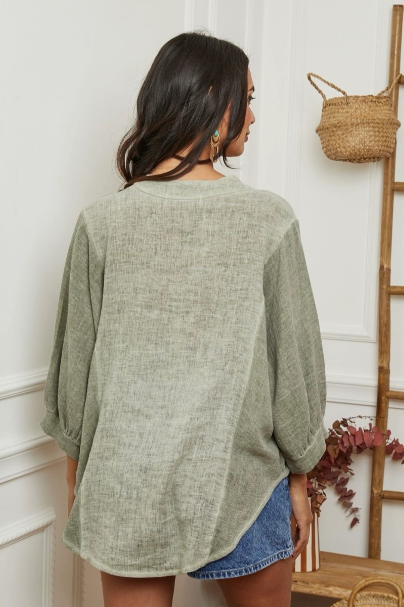 'Sasha' the Wanderer Linen Blouse - Khaki