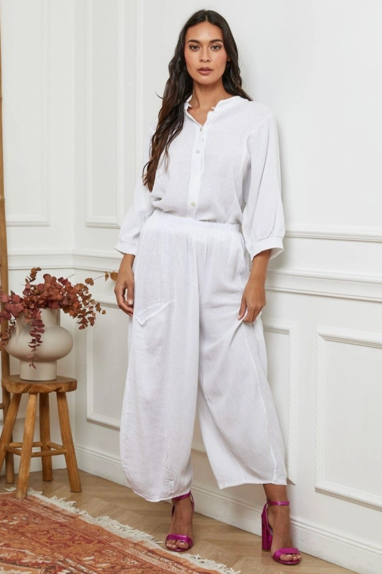 'Sasha' the Wanderer Linen Blouse - White