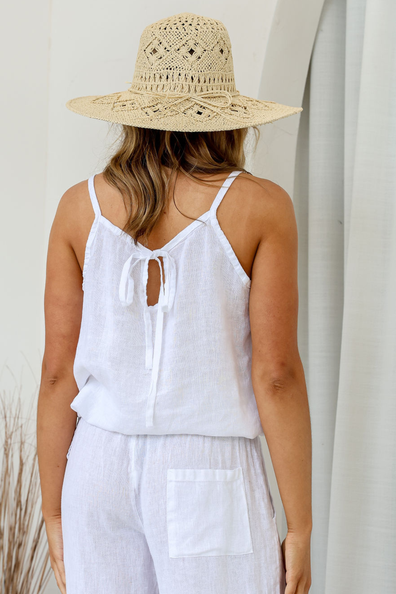 'Casey' Linen Top - White