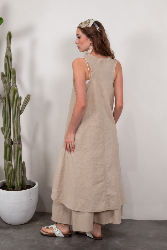 'Dominique' Linen Dress - Natural